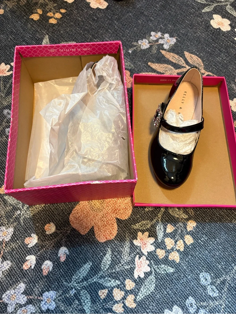 Girls black sequin heeled dress shoes